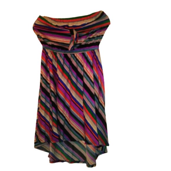 Xhileration Multicolored High Low Striped Strapless Dress Med. - Picture 6 of 6
